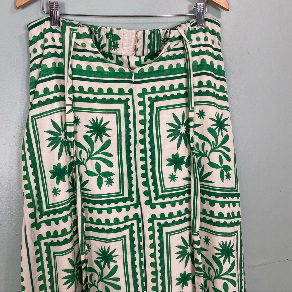 Mon Renn Losas Maxi Dress Green Cream Floral Vacation Medium - Picture 12 of 15